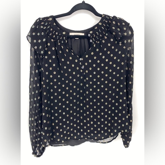 Loft sheer long sleeve ruffle chiffon sparkle shirt - Picture 1 of 9